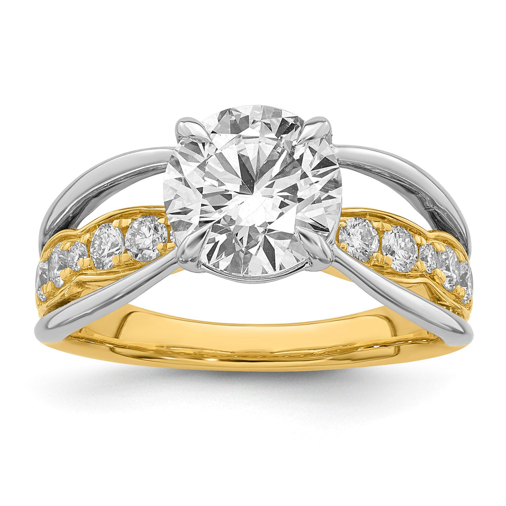 Round Center Lab-Grown Diamond Ring in 14K Two-Tone Gold (2.49 ct. tw.), Size 7 - Sophia Jewelers