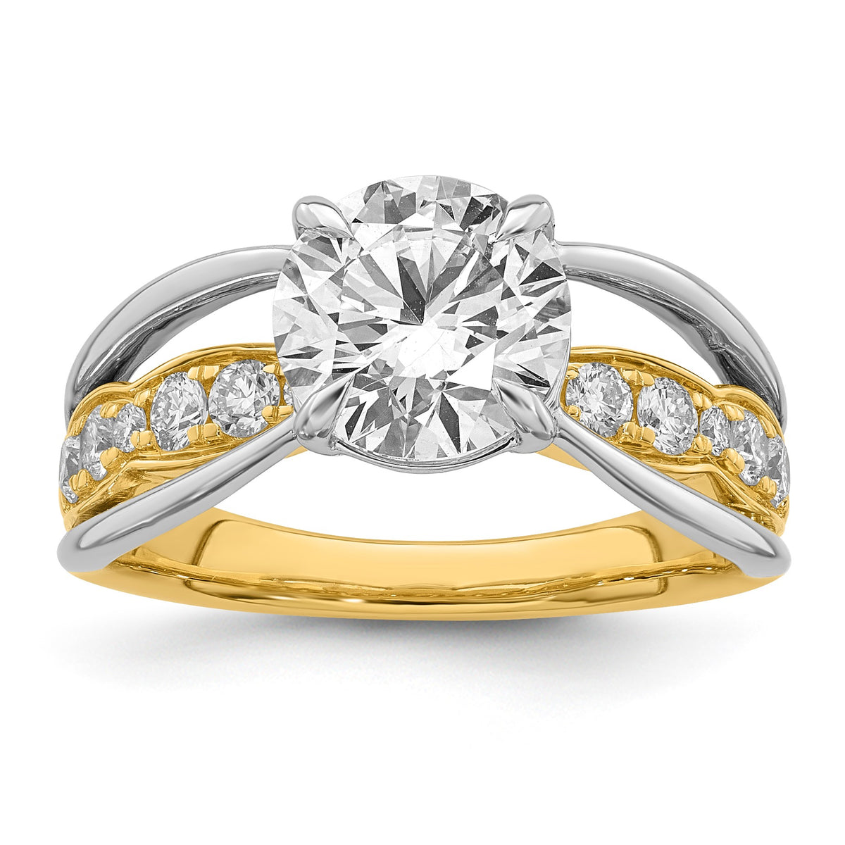 Round Center Lab-Grown Diamond Ring in 14K Two-Tone Gold (2.49 ct. tw.), Size 7 - Sophia Jewelers
