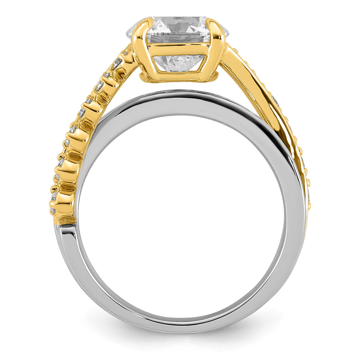 Round Center Lab-Grown Diamond Ring in 14K Two-Tone Gold (3.52 ct. tw.), Size 7 - Sophia Jewelers