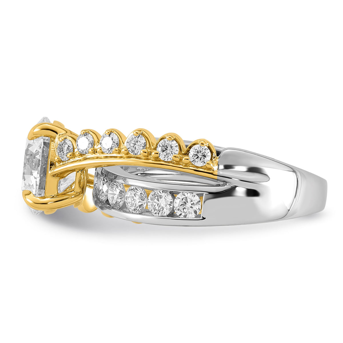 Round Center Lab-Grown Diamond Ring in 14K Two-Tone Gold (3.52 ct. tw.), Size 7 - Sophia Jewelers