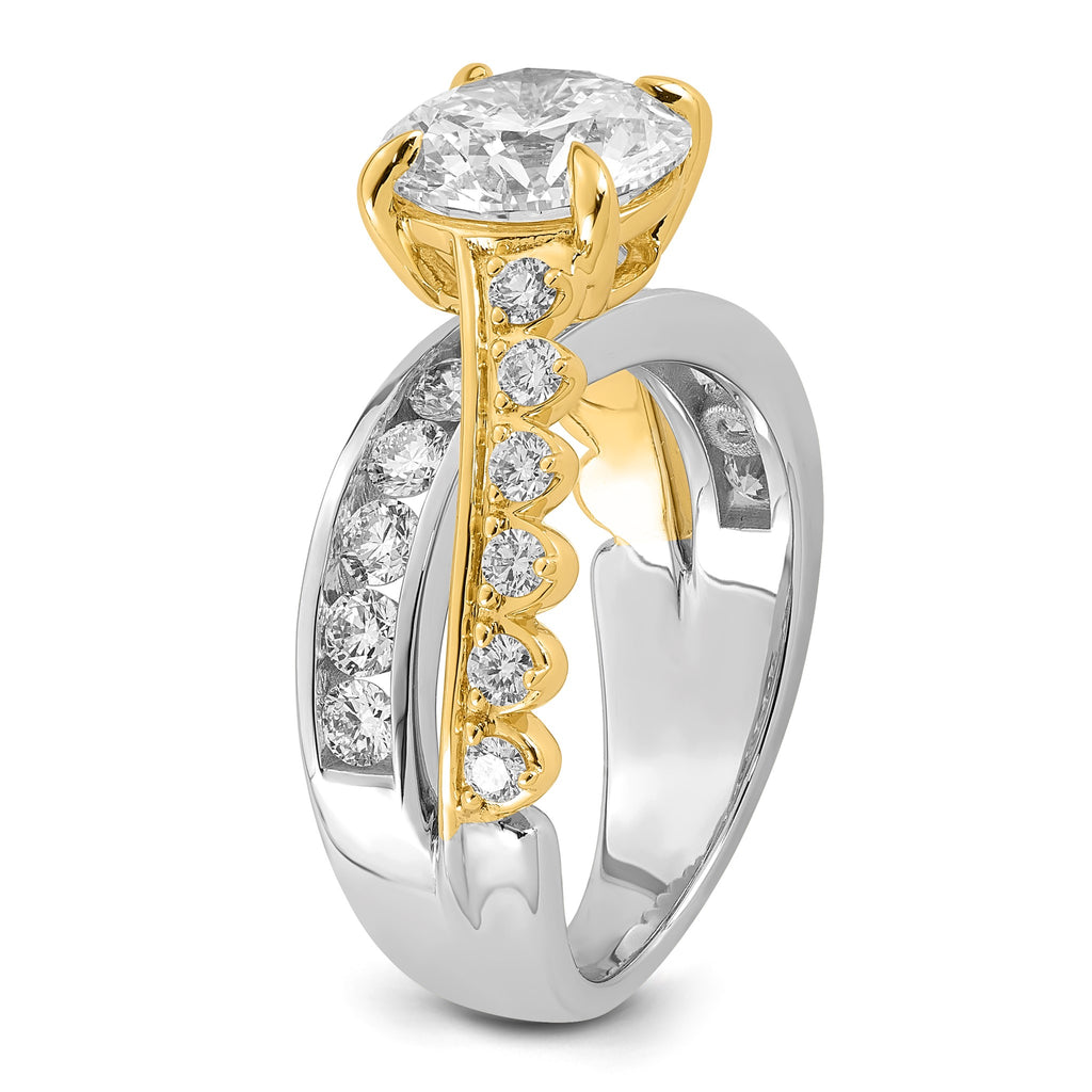 Round Center Lab-Grown Diamond Ring in 14K Two-Tone Gold (3.52 ct. tw.), Size 7 - Sophia Jewelers