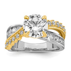 Round Center Lab-Grown Diamond Ring in 14K Two-Tone Gold (3.52 ct. tw.), Size 7 - Sophia Jewelers