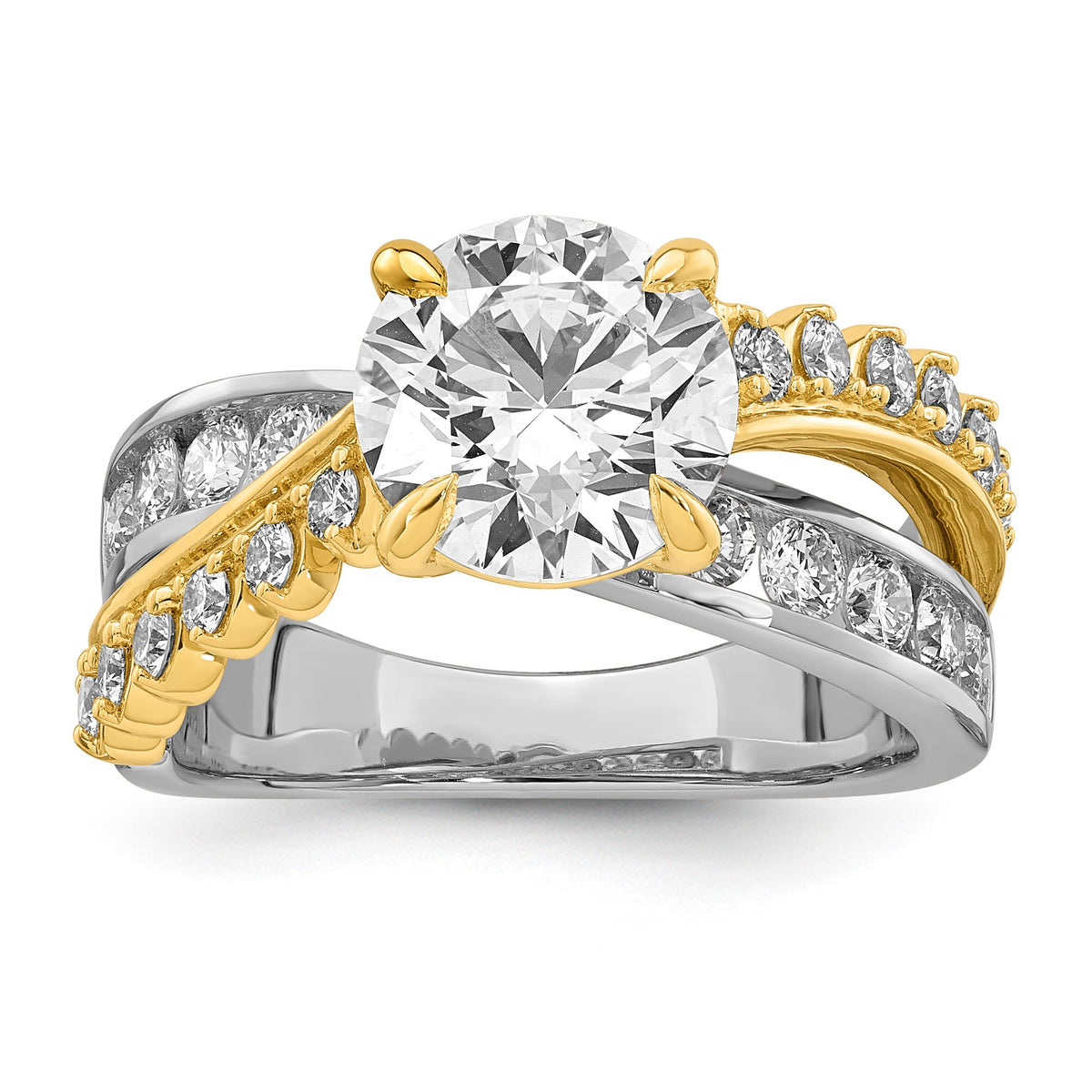 Round Center Lab-Grown Diamond Ring in 14K Two-Tone Gold (3.52 ct. tw.), Size 7 - Sophia Jewelers