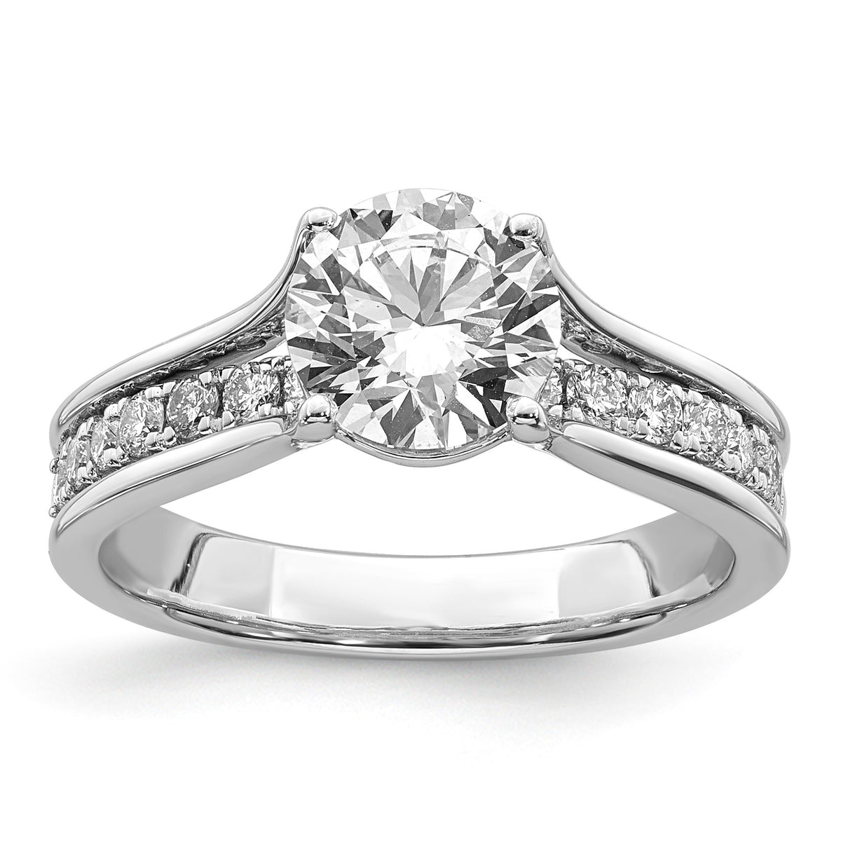 Round Center Lab-Grown Diamond Ring in 14K White Gold (1.85 ct. tw.), Size 7 - Sophia Jewelers