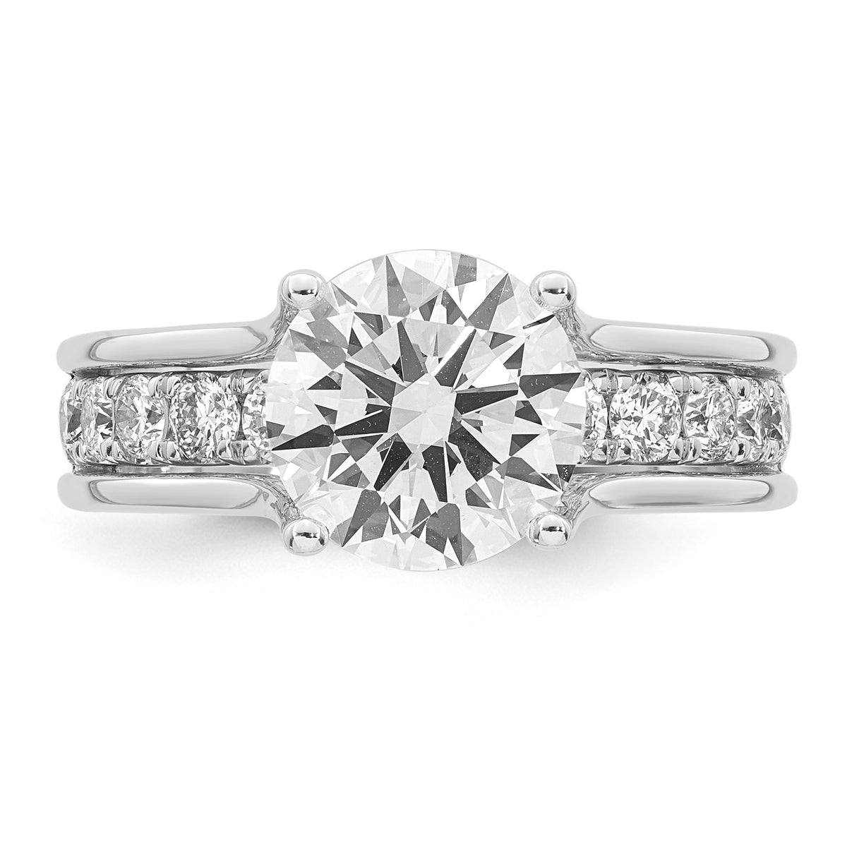 Round Center Lab-Grown Diamond Ring in 14K White Gold (3.2 ct. tw.), Size 7 - Sophia Jewelers