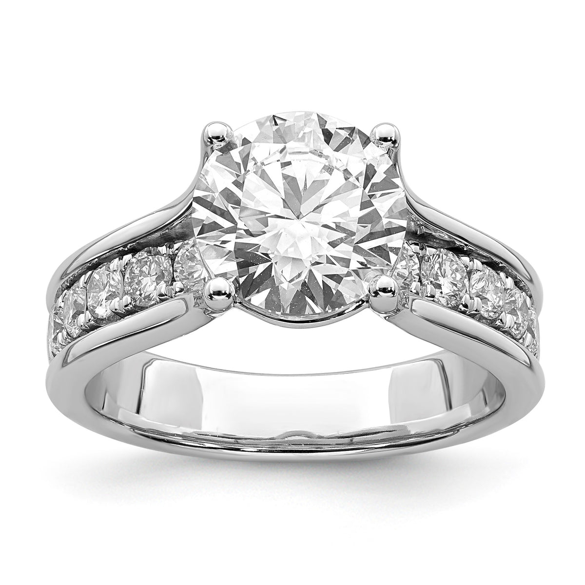 Round Center Lab-Grown Diamond Ring in 14K White Gold (3.2 ct. tw.), Size 7 - Sophia Jewelers