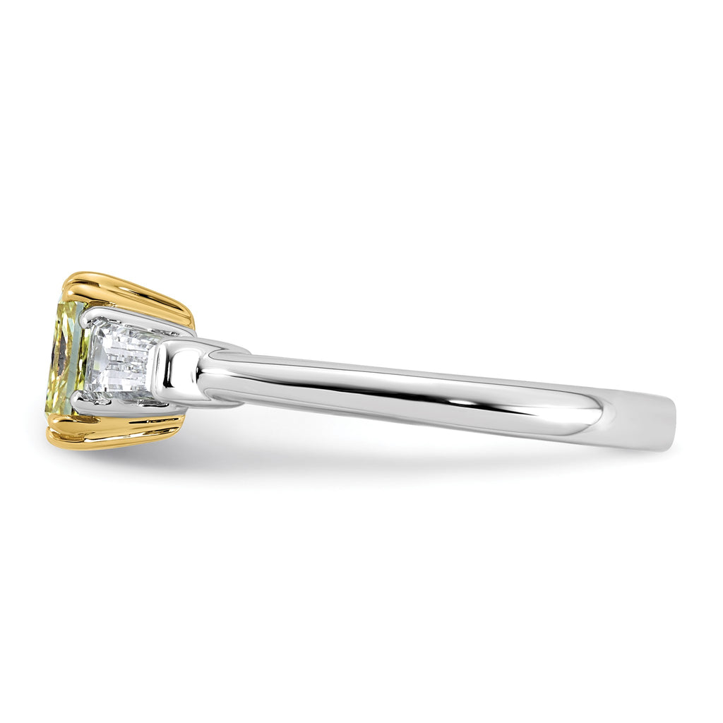 Radiant Lab-Grown Diamond Baguette Engagement Ring in 14K Two-Tone Gold (1 1/2 ct. tw.), Size 7 - Sophia Jewelers