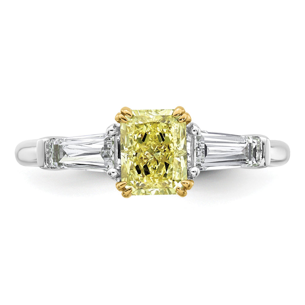 Radiant Lab-Grown Diamond Baguette Engagement Ring in 14K Two-Tone Gold (1 1/2 ct. tw.), Size 7 - Sophia Jewelers