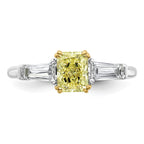 Radiant Lab-Grown Diamond Baguette Engagement Ring in 14K Two-Tone Gold (1 1/2 ct. tw.), Size 7 - Sophia Jewelers