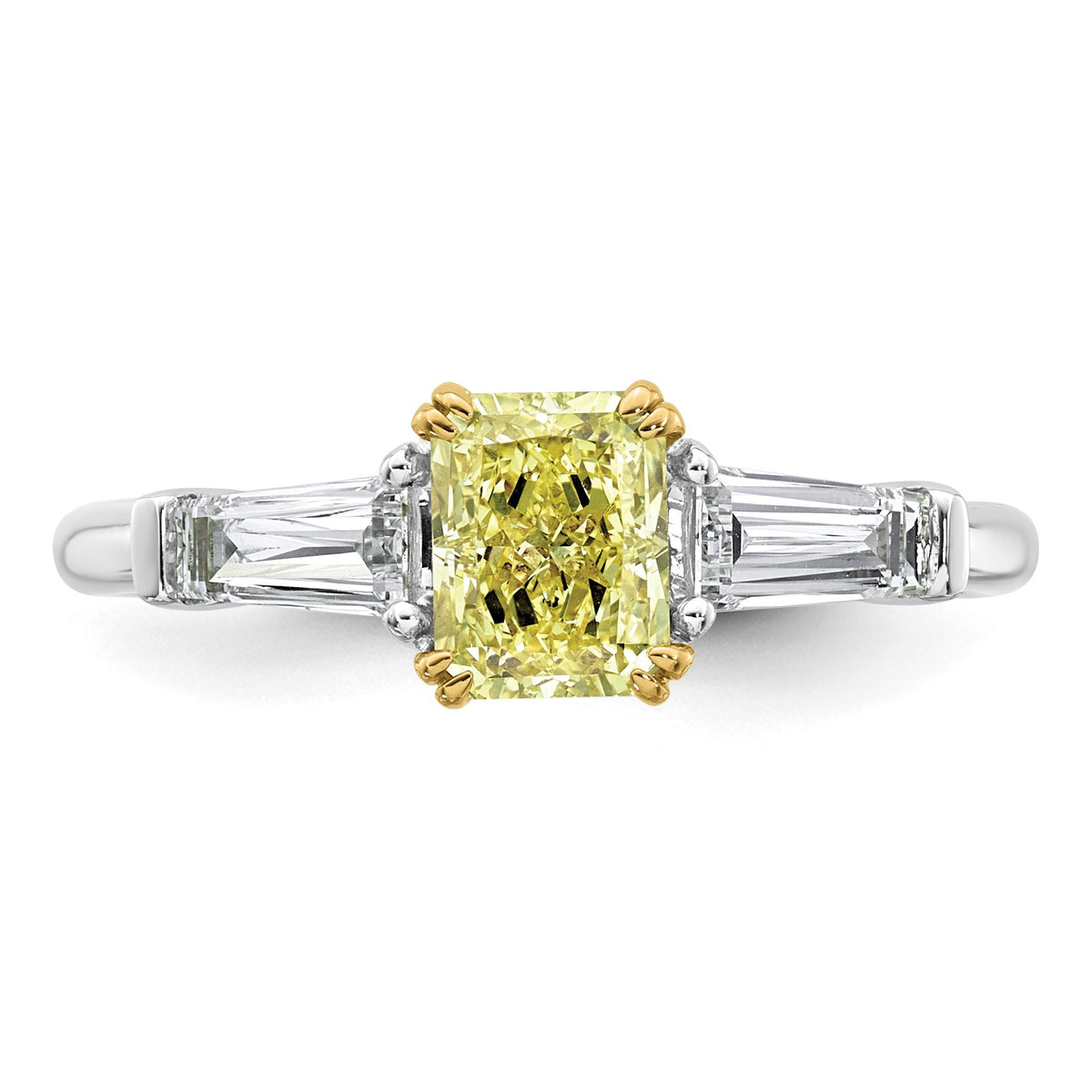 Radiant Lab-Grown Diamond Baguette Engagement Ring in 14K Two-Tone Gold (1 1/2 ct. tw.), Size 7 - Sophia Jewelers