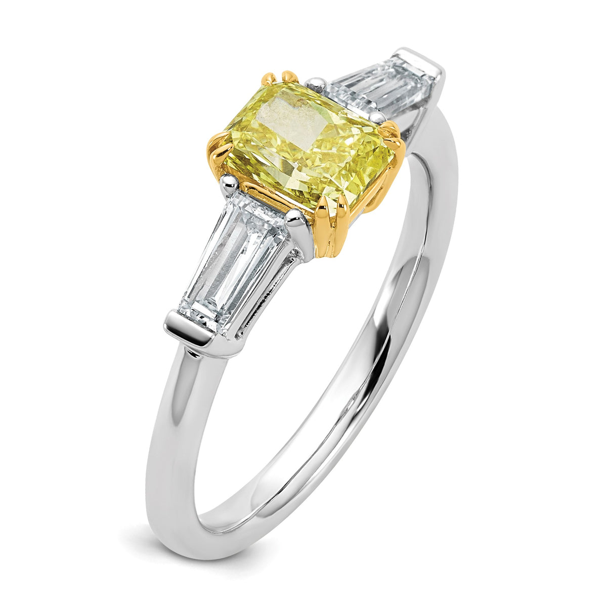 Radiant Lab-Grown Diamond Baguette Engagement Ring in 14K Two-Tone Gold (1 1/2 ct. tw.), Size 7 - Sophia Jewelers