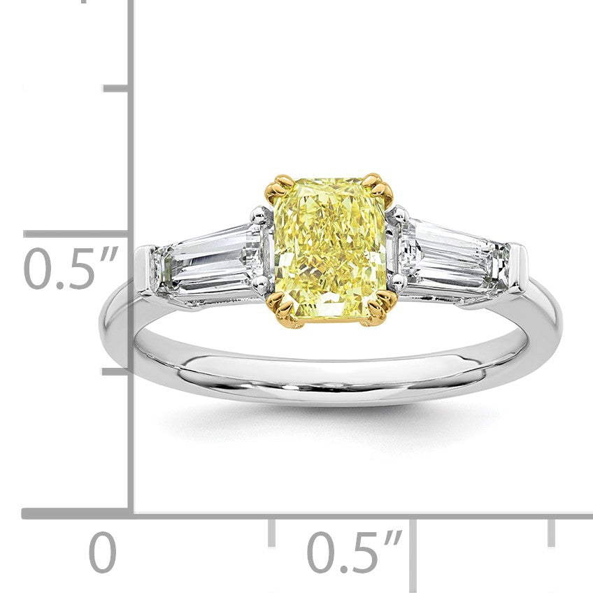 Radiant Lab-Grown Diamond Baguette Engagement Ring in 14K Two-Tone Gold (1 1/2 ct. tw.), Size 7 - Sophia Jewelers