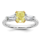 Radiant Lab-Grown Diamond Baguette Engagement Ring in 14K Two-Tone Gold (1 1/2 ct. tw.), Size 7 - Sophia Jewelers
