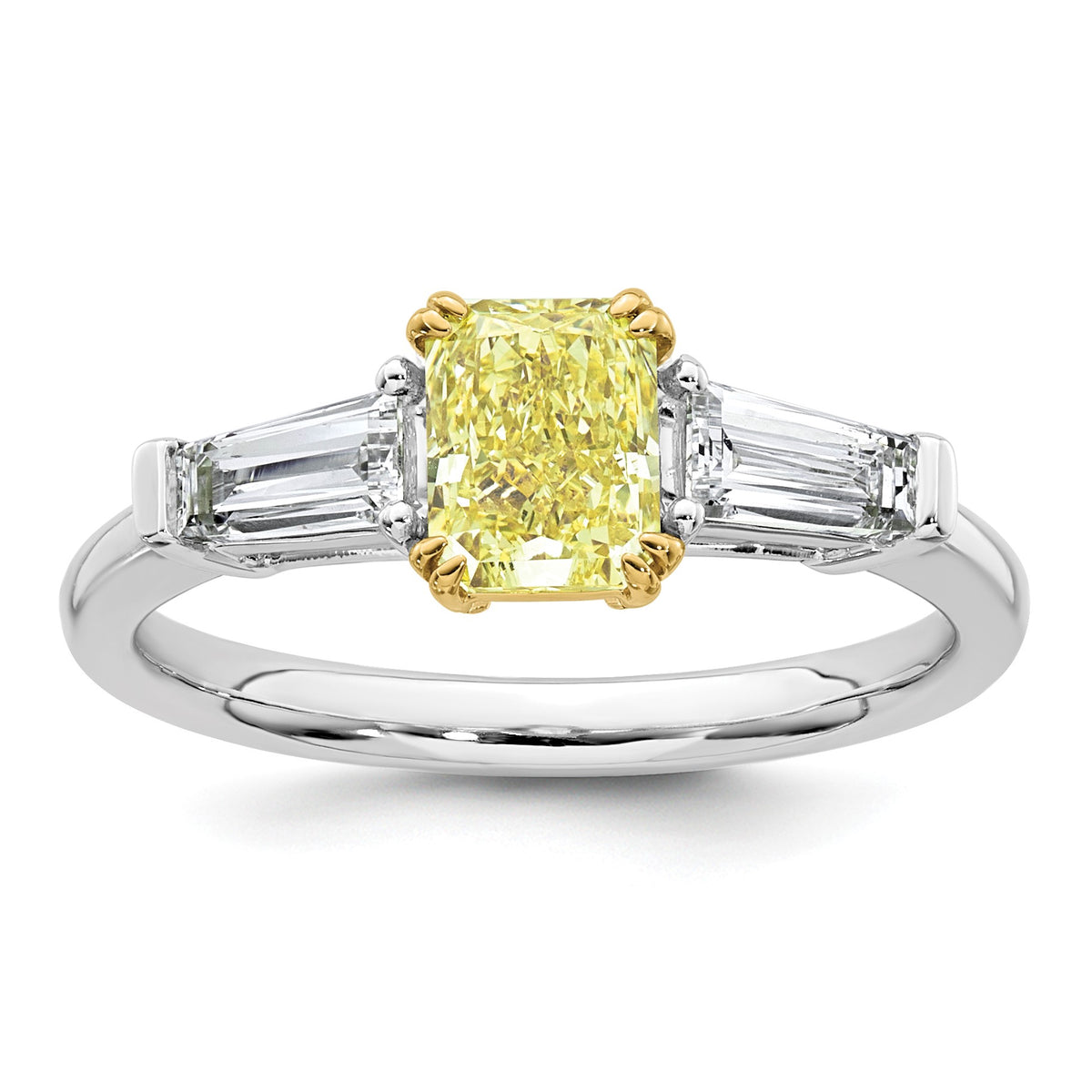 Radiant Lab-Grown Diamond Baguette Engagement Ring in 14K Two-Tone Gold (1 1/2 ct. tw.), Size 7 - Sophia Jewelers