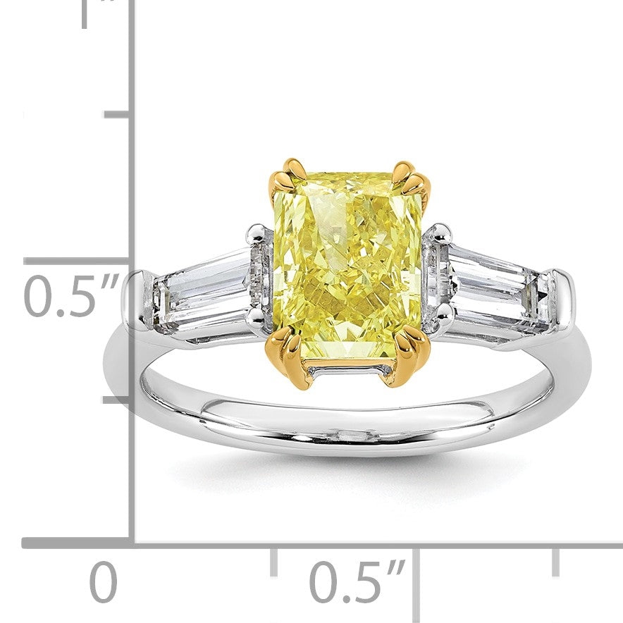 Radiant Lab-Grown Diamond Baguette Engagement Ring in 14K Two-Tone Gold (2 3/4 ct. tw.), Size 7 - Sophia Jewelers