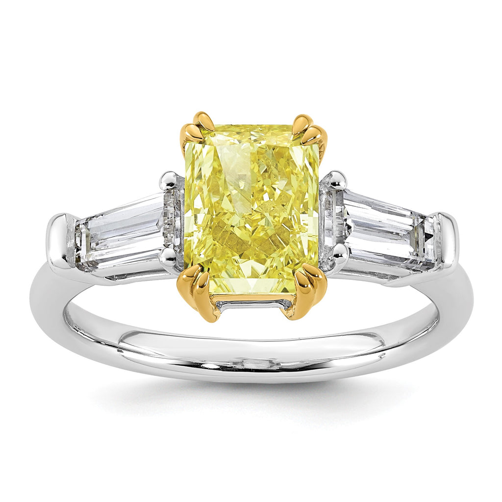 Radiant Lab-Grown Diamond Baguette Engagement Ring in 14K Two-Tone Gold (2 3/4 ct. tw.), Size 7 - Sophia Jewelers