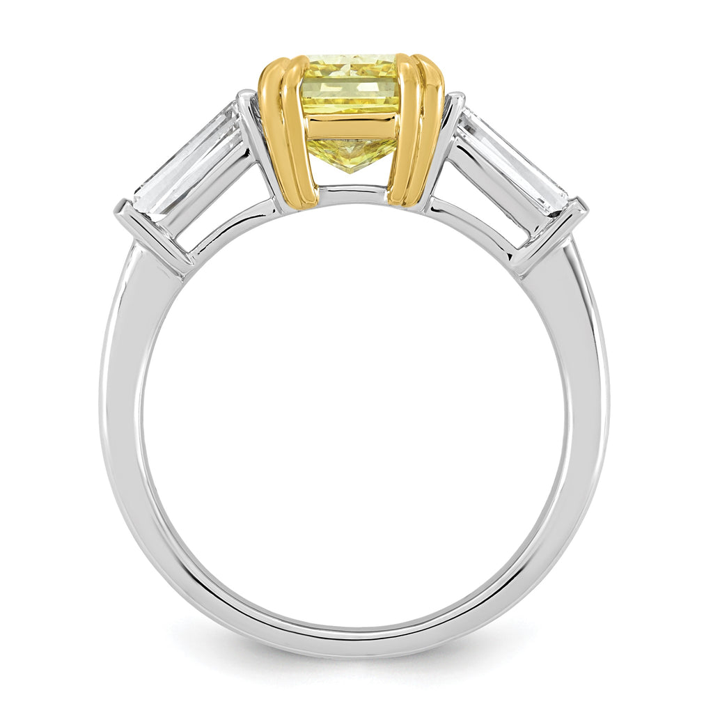 Radiant Lab-Grown Diamond Baguette Engagement Ring in 14K Two-Tone Gold (3 1/3 ct. tw.), Size 7 - Sophia Jewelers