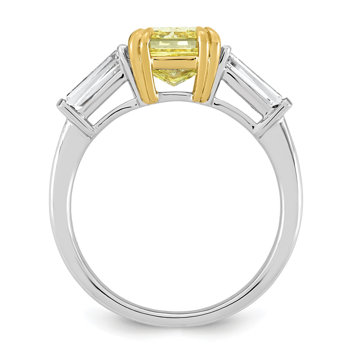 Radiant Lab-Grown Diamond Baguette Engagement Ring in 14K Two-Tone Gold (3 1/3 ct. tw.), Size 7 - Sophia Jewelers