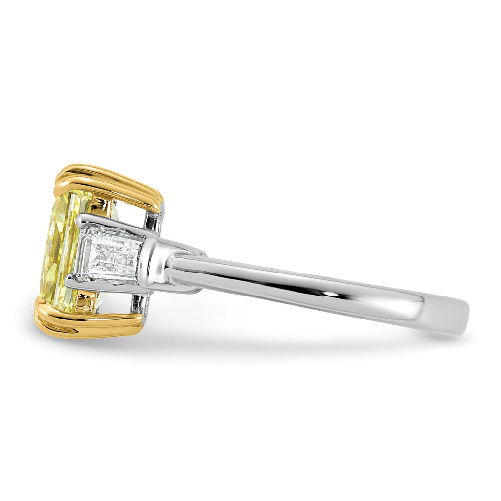 Radiant Lab-Grown Diamond Baguette Engagement Ring in 14K Two-Tone Gold (3 1/3 ct. tw.), Size 7 - Sophia Jewelers
