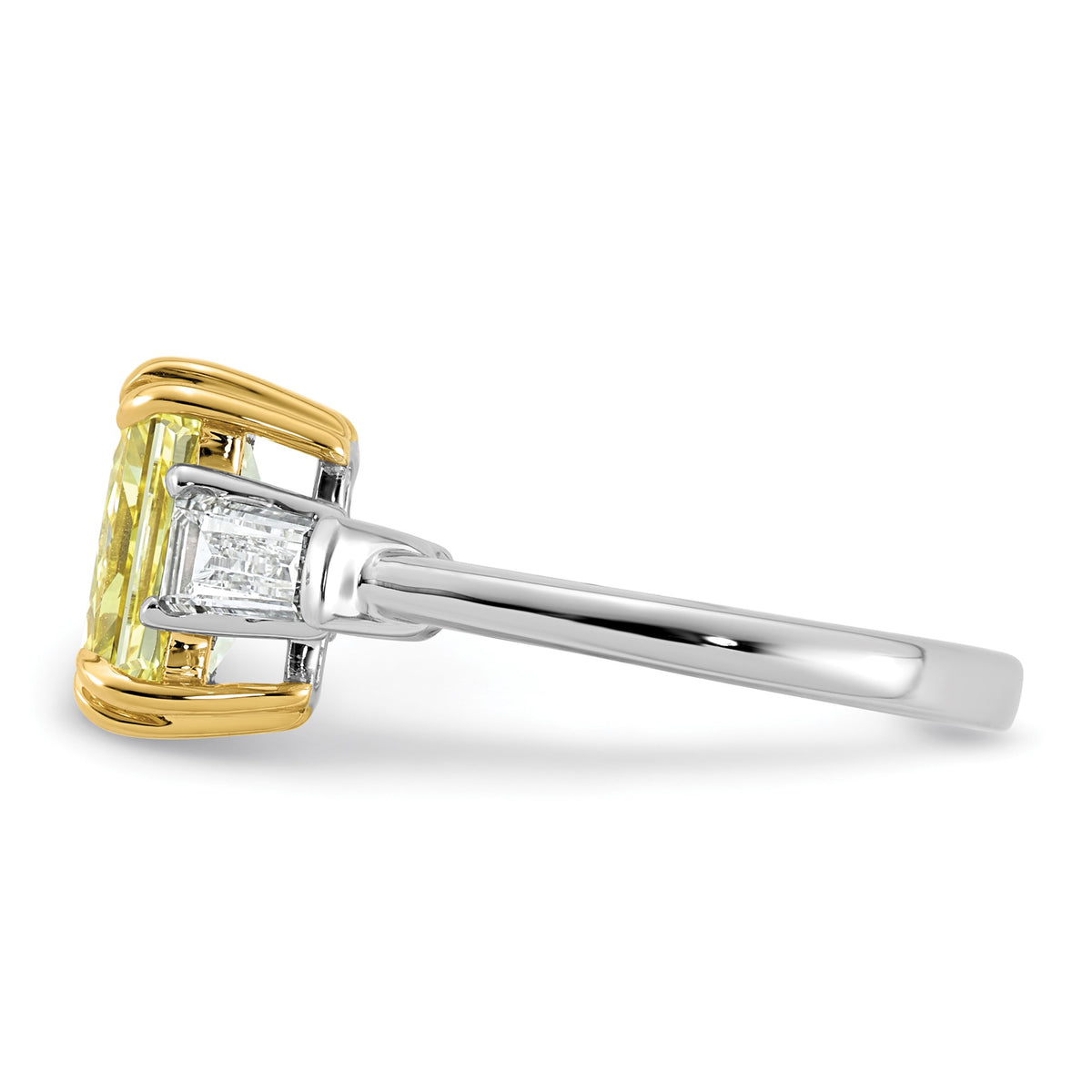 Radiant Lab-Grown Diamond Baguette Engagement Ring in 14K Two-Tone Gold (3 1/3 ct. tw.), Size 7 - Sophia Jewelers
