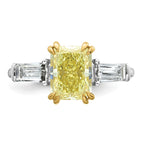 Radiant Lab-Grown Diamond Baguette Engagement Ring in 14K Two-Tone Gold (3 1/3 ct. tw.), Size 7 - Sophia Jewelers