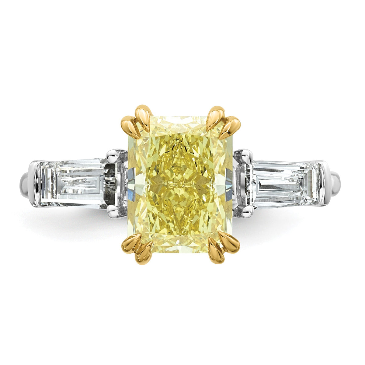 Radiant Lab-Grown Diamond Baguette Engagement Ring in 14K Two-Tone Gold (3 1/3 ct. tw.), Size 7 - Sophia Jewelers
