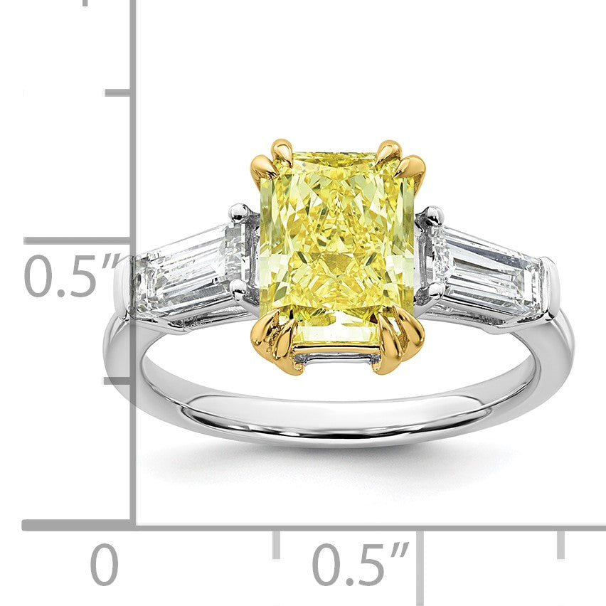 Radiant Lab-Grown Diamond Baguette Engagement Ring in 14K Two-Tone Gold (3 1/3 ct. tw.), Size 7 - Sophia Jewelers