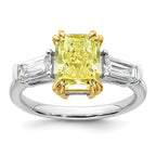 Radiant Lab-Grown Diamond Baguette Engagement Ring in 14K Two-Tone Gold (3 1/3 ct. tw.), Size 7 - Sophia Jewelers