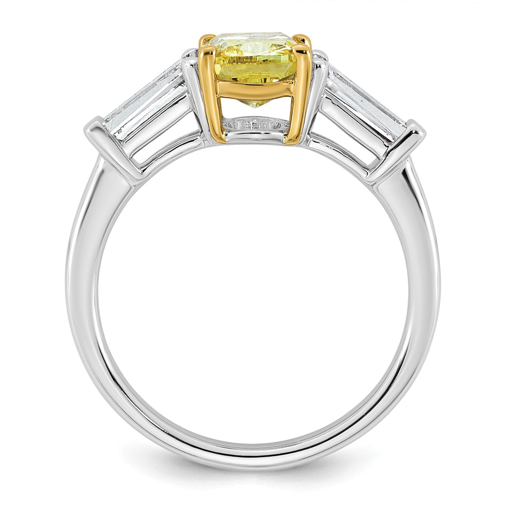 Cushion Lab-Grown Diamond Baguette Engagement Ring in 14K Two-Tone Gold (2 7/8 ct. tw.), Size 7 - Sophia Jewelers
