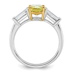 Cushion Lab-Grown Diamond Baguette Engagement Ring in 14K Two-Tone Gold (2 7/8 ct. tw.), Size 7 - Sophia Jewelers