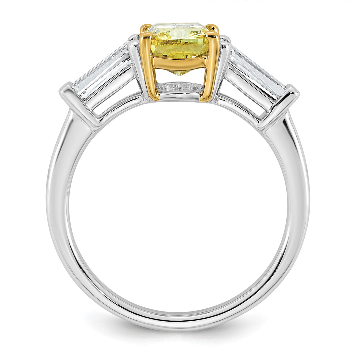Cushion Lab-Grown Diamond Baguette Engagement Ring in 14K Two-Tone Gold (2 7/8 ct. tw.), Size 7 - Sophia Jewelers
