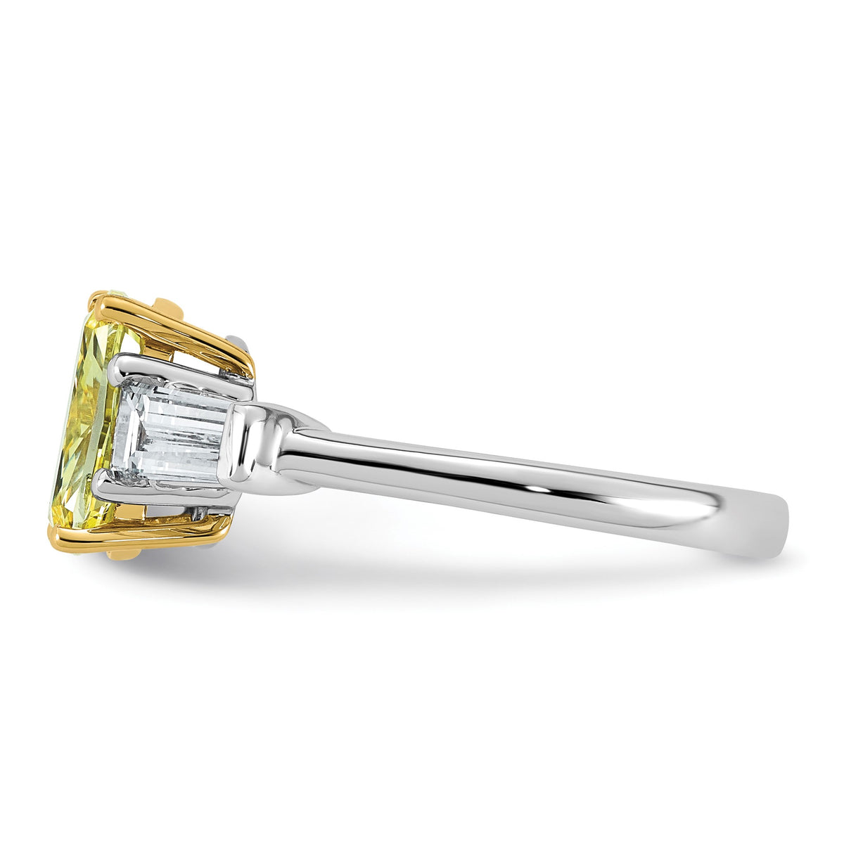 Cushion Lab-Grown Diamond Baguette Engagement Ring in 14K Two-Tone Gold (2 7/8 ct. tw.), Size 7 - Sophia Jewelers