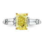 Cushion Lab-Grown Diamond Baguette Engagement Ring in 14K Two-Tone Gold (2 7/8 ct. tw.), Size 7 - Sophia Jewelers