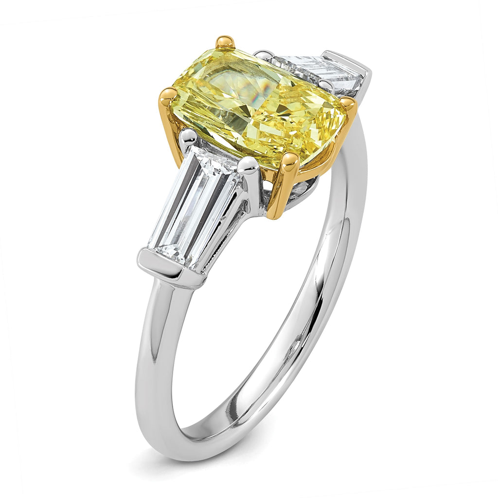 Cushion Lab-Grown Diamond Baguette Engagement Ring in 14K Two-Tone Gold (2 7/8 ct. tw.), Size 7 - Sophia Jewelers