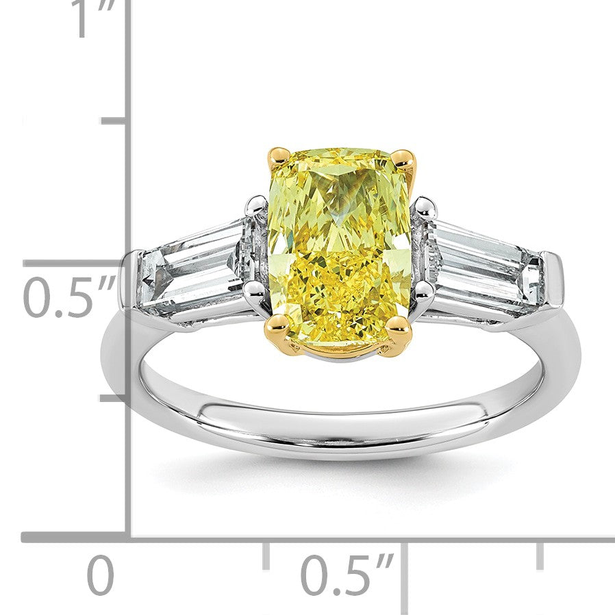 Cushion Lab-Grown Diamond Baguette Engagement Ring in 14K Two-Tone Gold (2 7/8 ct. tw.), Size 7 - Sophia Jewelers