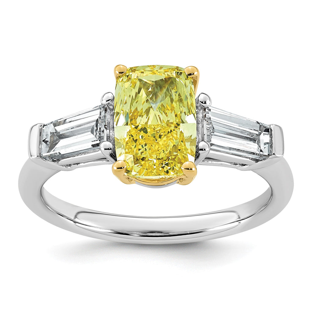 Cushion Lab-Grown Diamond Baguette Engagement Ring in 14K Two-Tone Gold (2 7/8 ct. tw.), Size 7 - Sophia Jewelers