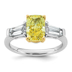 Cushion Lab-Grown Diamond Baguette Engagement Ring in 14K Two-Tone Gold (2 7/8 ct. tw.), Size 7 - Sophia Jewelers