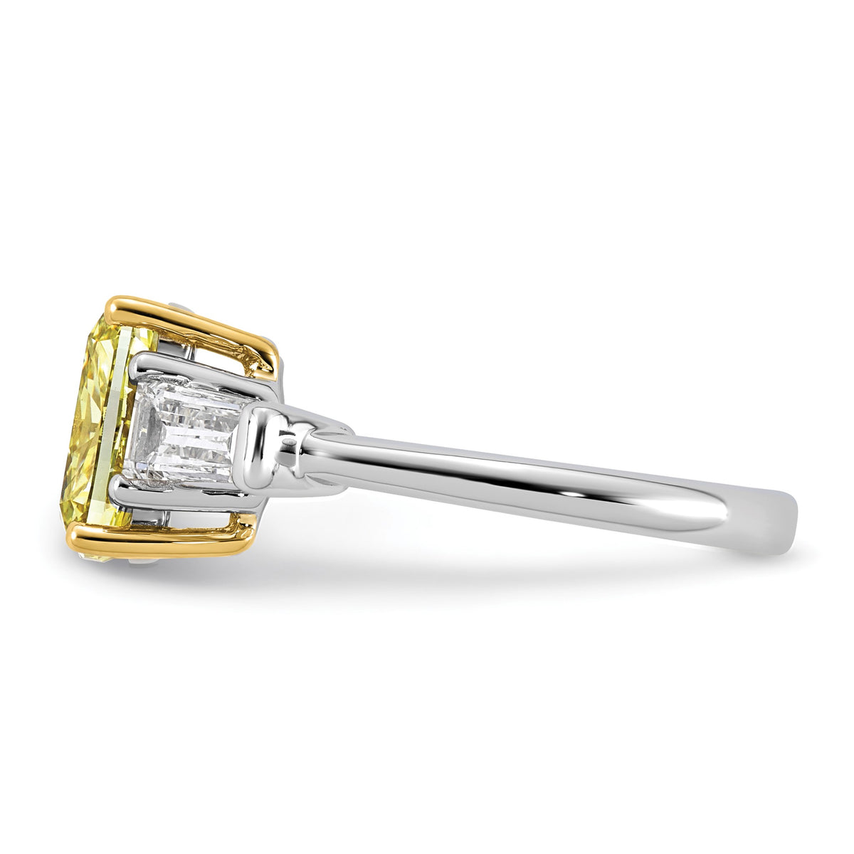 Cushion Lab-Grown Diamond Baguette Engagement Ring in 14K Two-Tone Gold (3 5/8 ct. tw.), Size 7 - Sophia Jewelers
