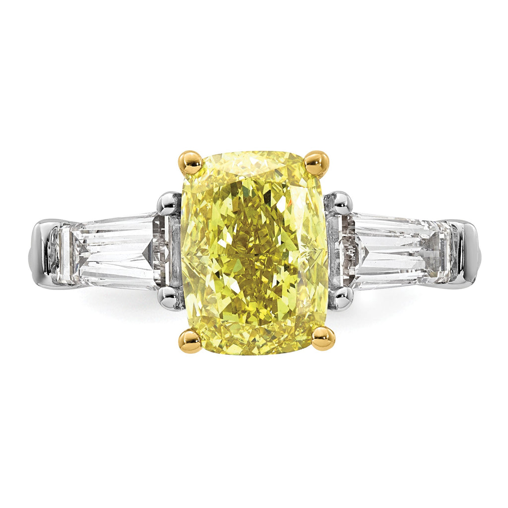 Cushion Lab-Grown Diamond Baguette Engagement Ring in 14K Two-Tone Gold (3 5/8 ct. tw.), Size 7 - Sophia Jewelers