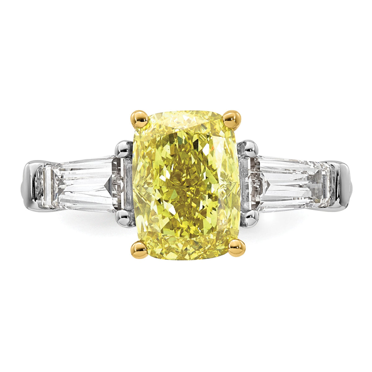 Cushion Lab-Grown Diamond Baguette Engagement Ring in 14K Two-Tone Gold (3 5/8 ct. tw.), Size 7 - Sophia Jewelers