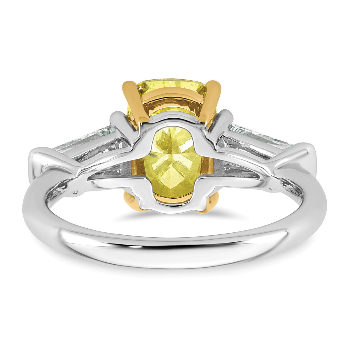 Cushion Lab-Grown Diamond Baguette Engagement Ring in 14K Two-Tone Gold (3 5/8 ct. tw.), Size 7 - Sophia Jewelers