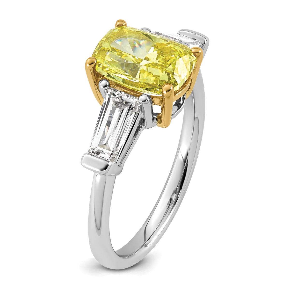 Cushion Lab-Grown Diamond Baguette Engagement Ring in 14K Two-Tone Gold (3 5/8 ct. tw.), Size 7 - Sophia Jewelers