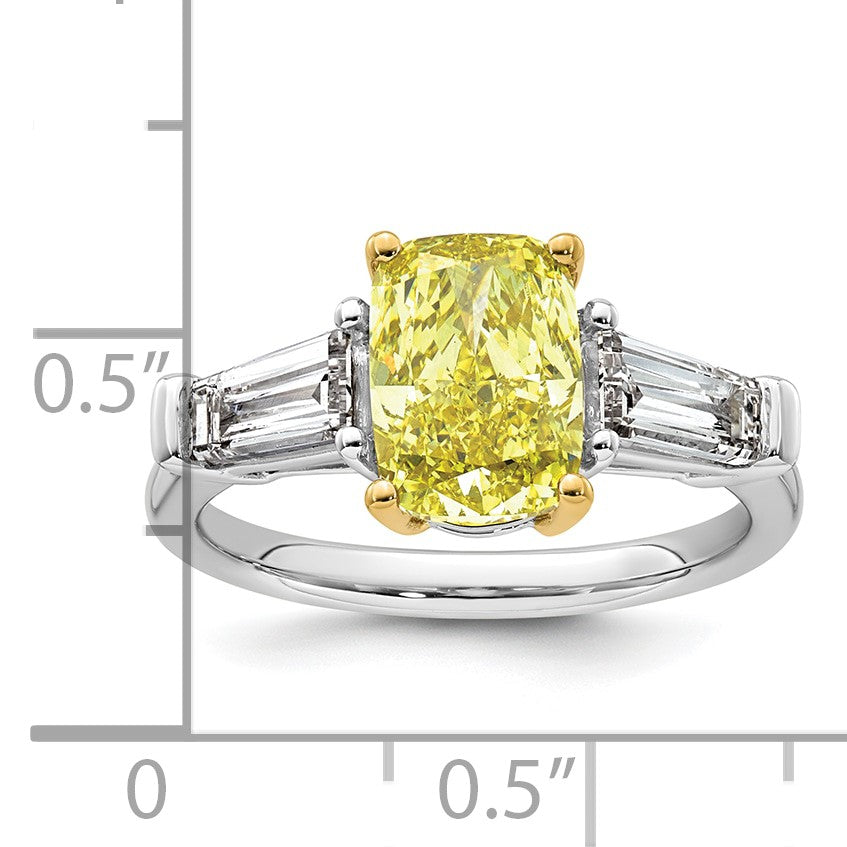 Cushion Lab-Grown Diamond Baguette Engagement Ring in 14K Two-Tone Gold (3 5/8 ct. tw.), Size 7 - Sophia Jewelers