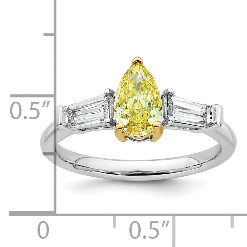 Pear Lab-Grown Diamond Baguette Engagement Ring in 14K Two-Tone Gold (1 5/8 ct. tw.), Size 7 - Sophia Jewelers