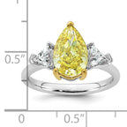 Pear Lab-Grown Diamond Engagement Ring in 14K Two-Tone Gold (3 ct. tw.), Size 7 - Sophia Jewelers