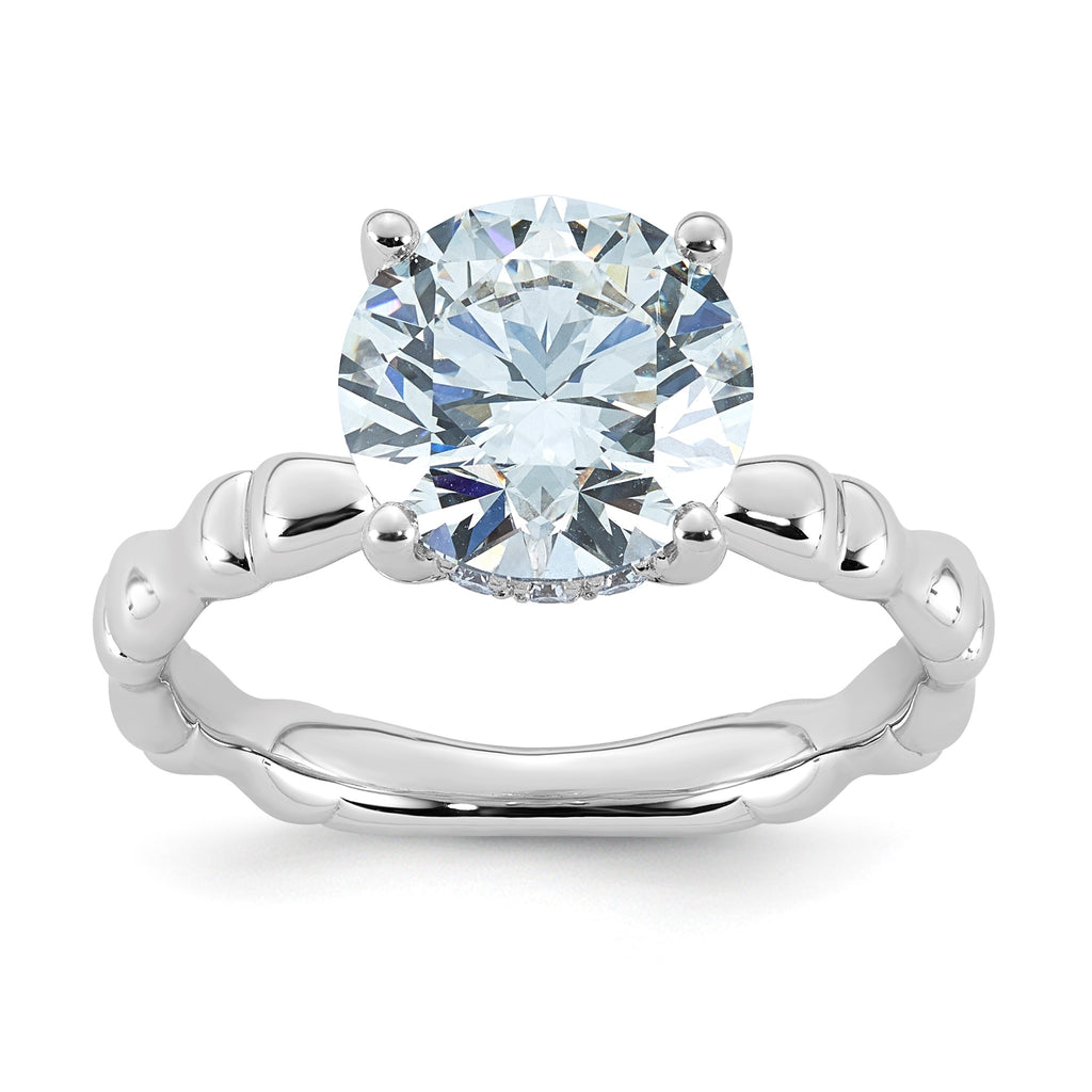 Round Lab-Grown Diamond Engagement Ring in 14K White Gold (3 1/5 ct. tw.), Size 7 - Sophia Jewelers