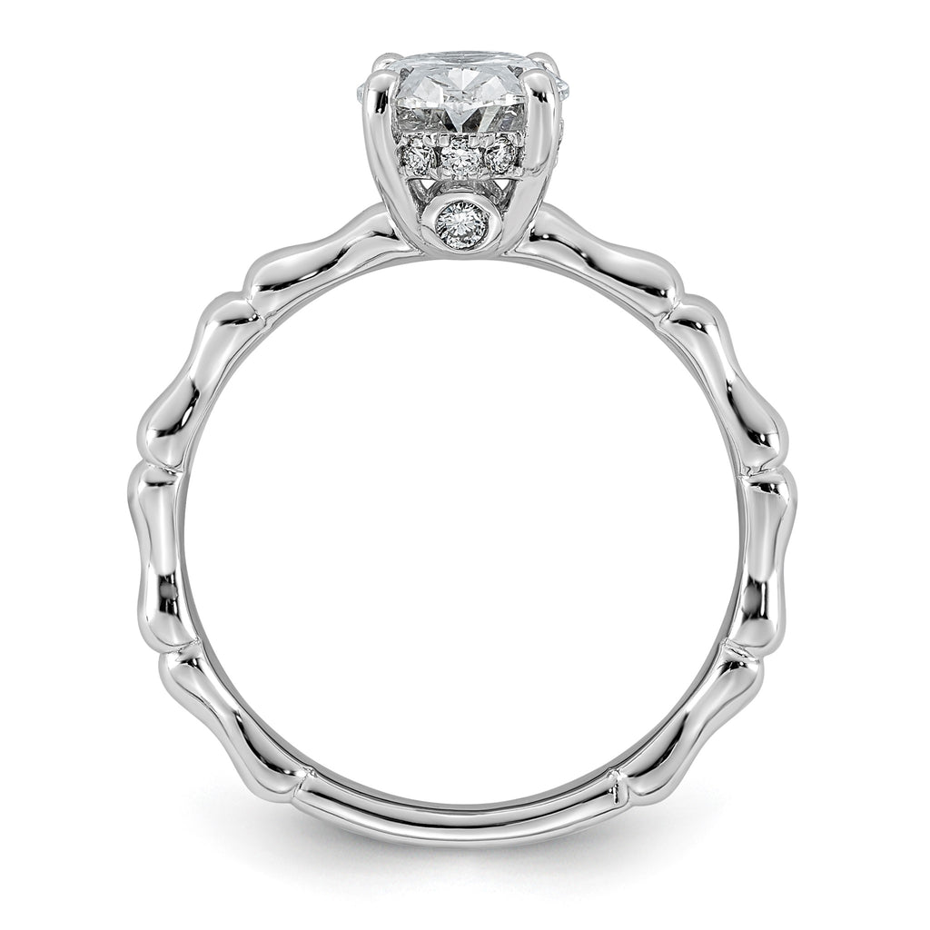 Bezel Oval Lab-Grown Diamond Engagement Ring in 14K White Gold (1 5/8 ct. tw.), Size 7 - Sophia Jewelers