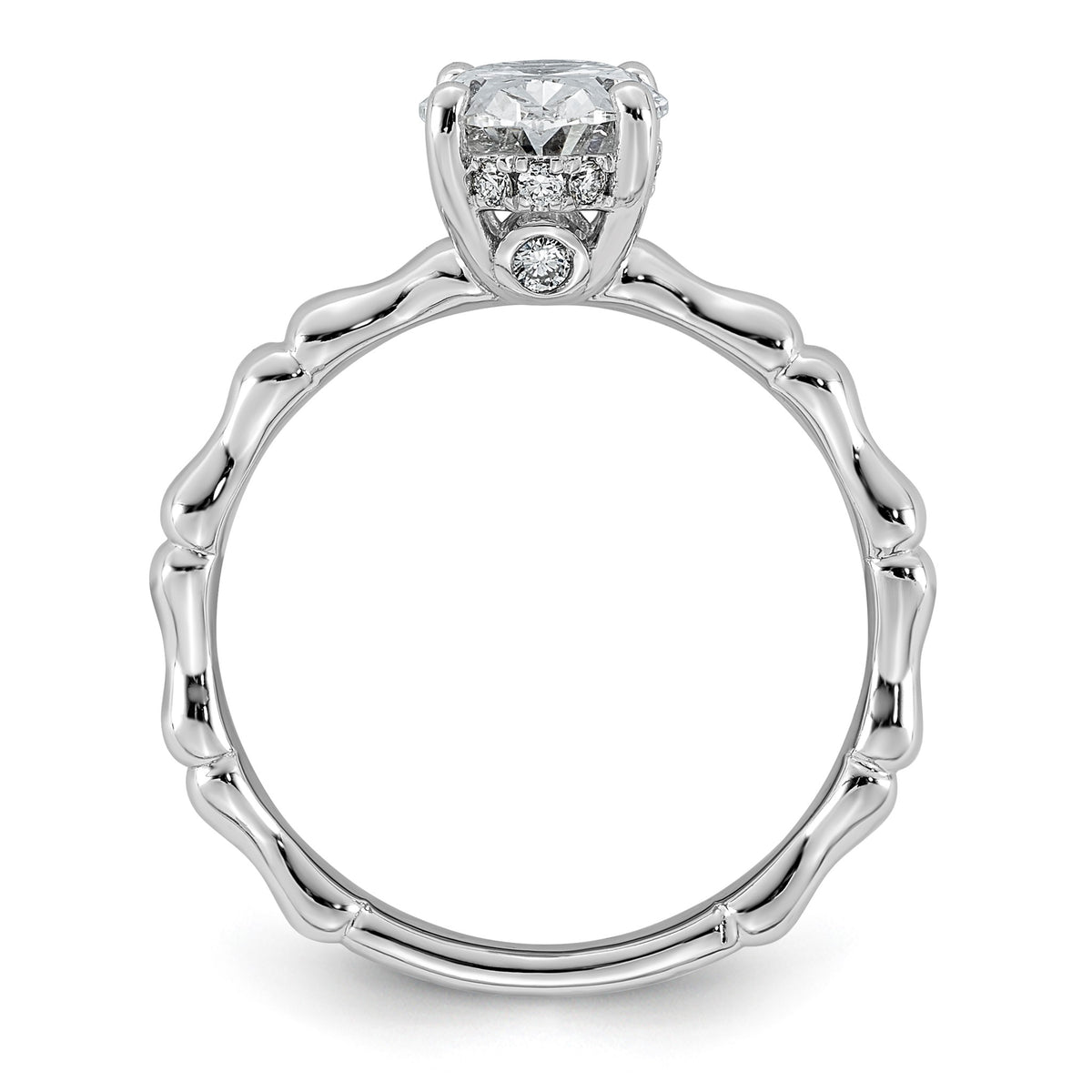 Bezel Oval Lab-Grown Diamond Engagement Ring in 14K White Gold (1 5/8 ct. tw.), Size 7 - Sophia Jewelers