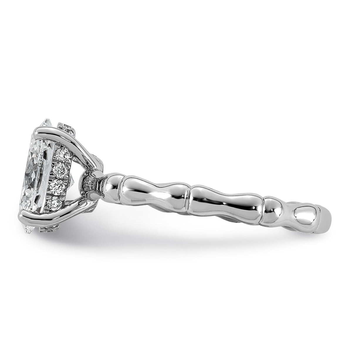 Bezel Oval Lab-Grown Diamond Engagement Ring in 14K White Gold (1 5/8 ct. tw.), Size 7 - Sophia Jewelers