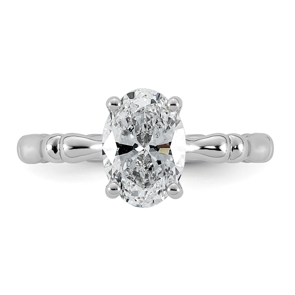 Bezel Oval Lab-Grown Diamond Engagement Ring in 14K White Gold (1 5/8 ct. tw.), Size 7 - Sophia Jewelers